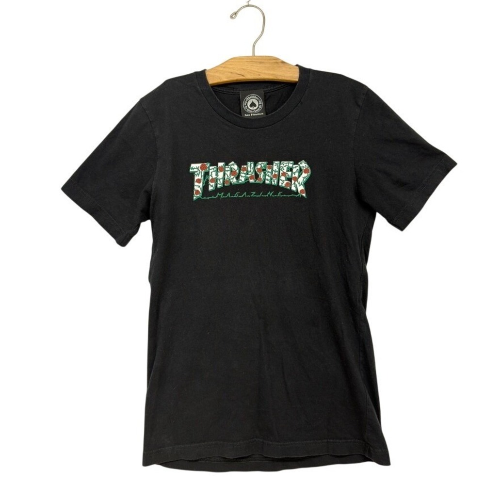 Thrasher Magazine Roses Logo Graphic‎ T-Shirt Black XS Streetwear
